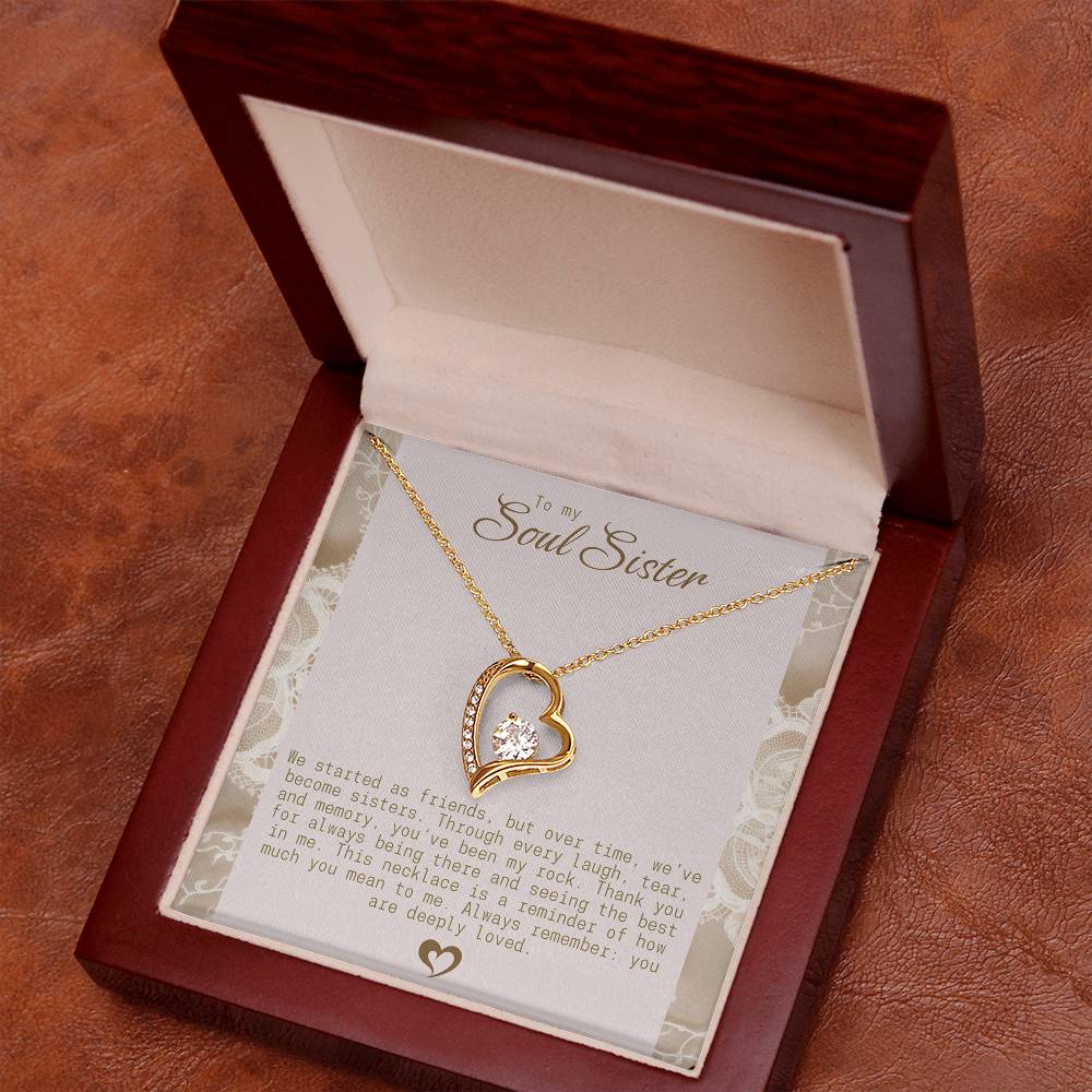 To My Soul Sister Gold Heart Necklace – Sentimental Friendship Pendant, Perfect Gift for Sisters by Heart, Ideal Birthday Gift. Heart sister