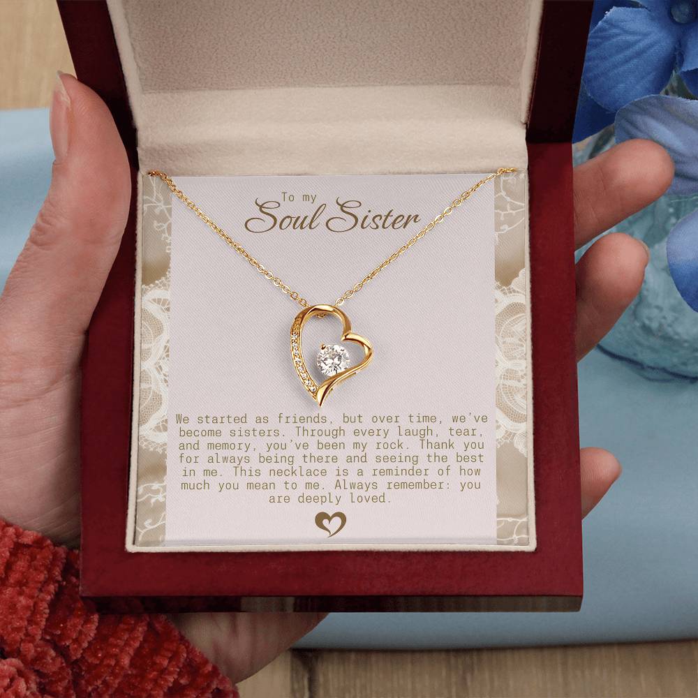 To My Soul Sister Gold Heart Necklace – Sentimental Friendship Pendant, Perfect Gift for Sisters by Heart, Ideal Birthday Gift. Heart sister