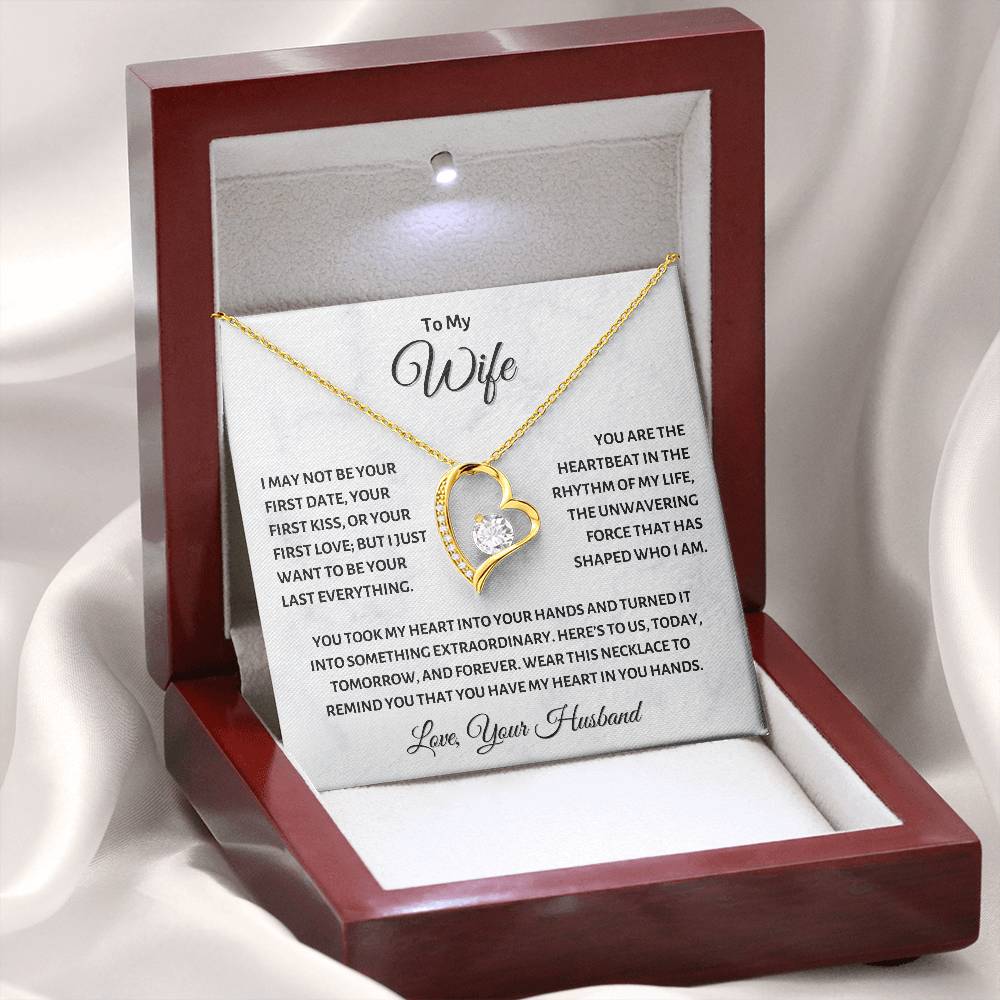 To My Wife Necklace - Elegant Heart Pendant with Sentimental Message, Perfect Anniversary or Valentine's Day Gift