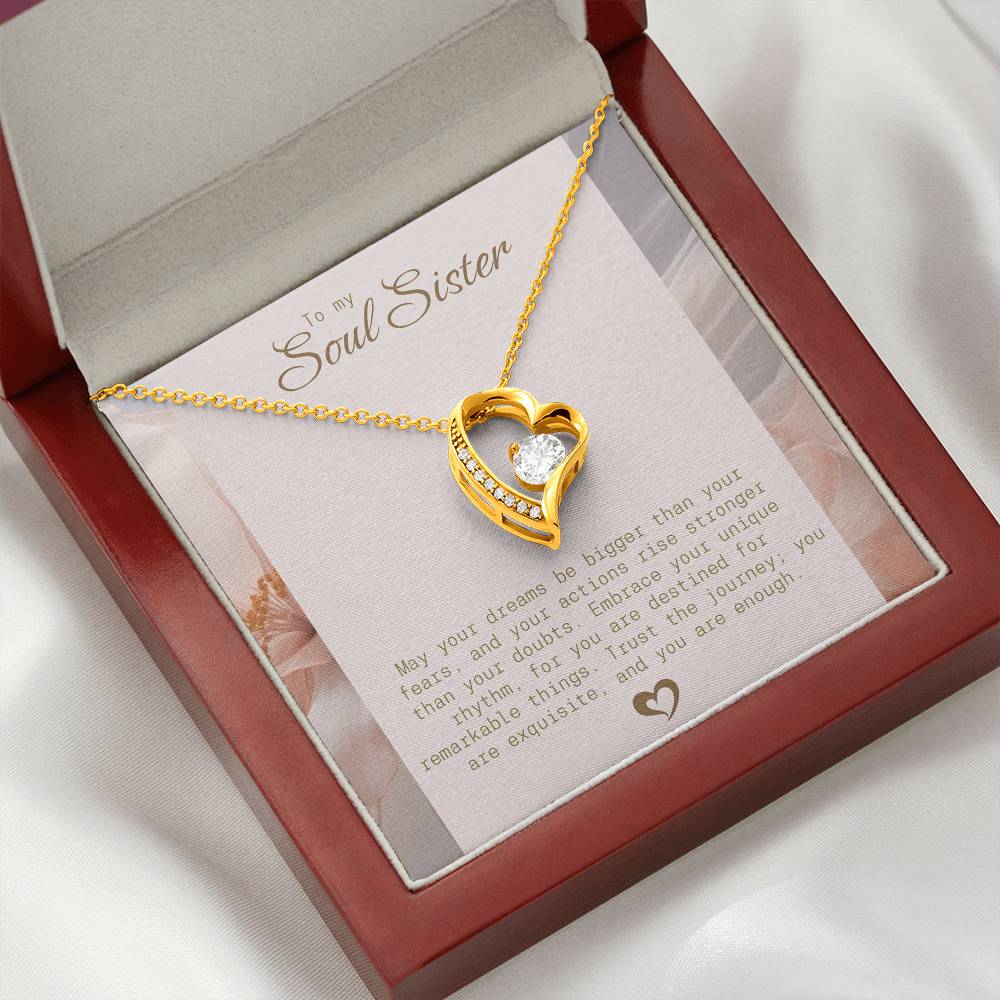 To My Soul Sister Heart Necklace – Inspirational Silver Pendant with Loving Message, Perfect Gift for Sisters, Ideal Birthday Gift,