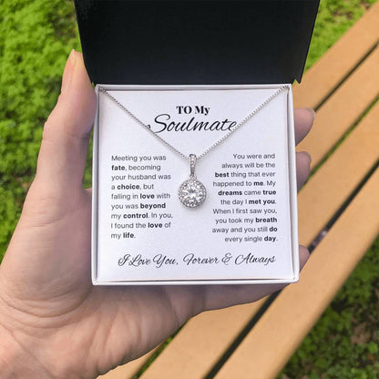 Gifts for Wife Romantic Necklace, Soulmate Gift for Wife, Birthday Gift Ideas for Wife from Husband, Message Card and Gift Box, Stainless Steel, Cubic Zirconia