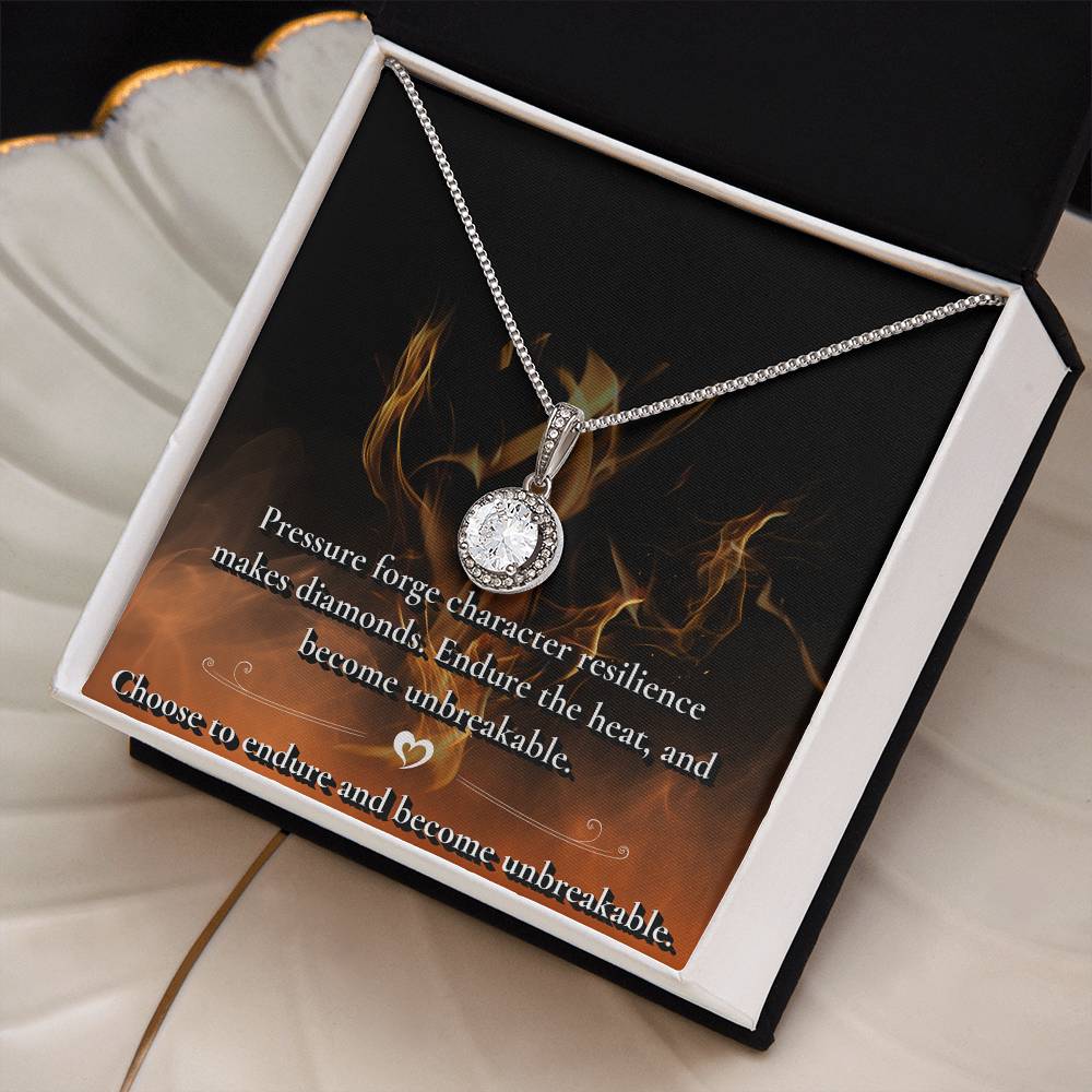 Endure and Become Unbreakable Necklace – Inspirational Diamond Pendant, Symbol of Resilience and Strength - Gift for Sister, Women, Friend.