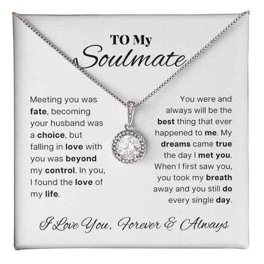 Gifts for Wife Romantic Necklace, Soulmate Gift for Wife, Birthday Gift Ideas for Wife from Husband, Message Card and Gift Box, Stainless Steel, Cubic Zirconia