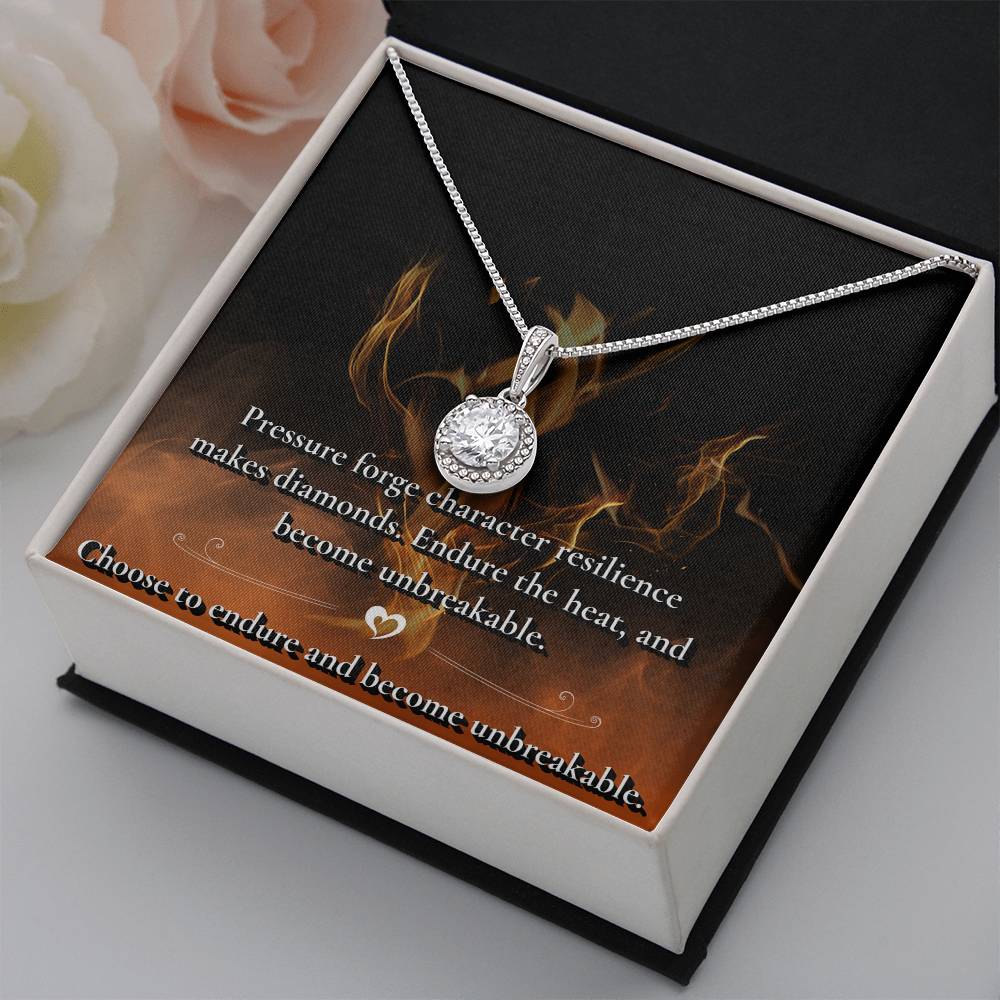 Endure and Become Unbreakable Necklace – Inspirational Diamond Pendant, Symbol of Resilience and Strength - Gift for Sister, Women, Friend.