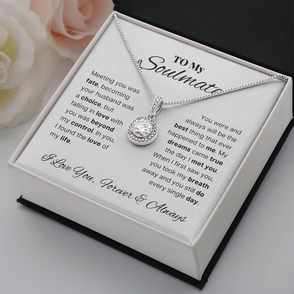 Gifts for Wife Romantic Necklace, Soulmate Gift for Wife, Birthday Gift Ideas for Wife from Husband, Message Card and Gift Box, Stainless Steel, Cubic Zirconia