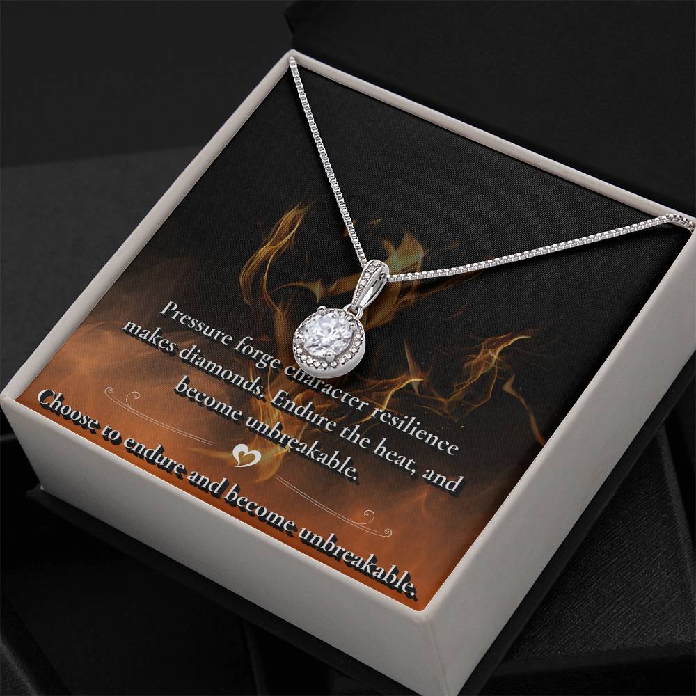 Endure and Become Unbreakable Necklace – Inspirational Diamond Pendant, Symbol of Resilience and Strength - Gift for Sister, Women, Friend.