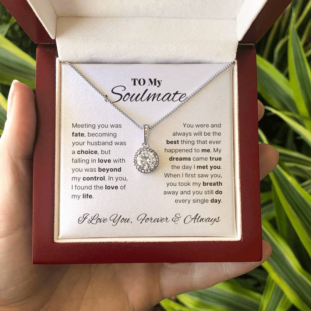 Gifts for Wife Romantic Necklace, Soulmate Gift for Wife, Birthday Gift Ideas for Wife from Husband, Message Card and Gift Box, Stainless Steel, Cubic Zirconia