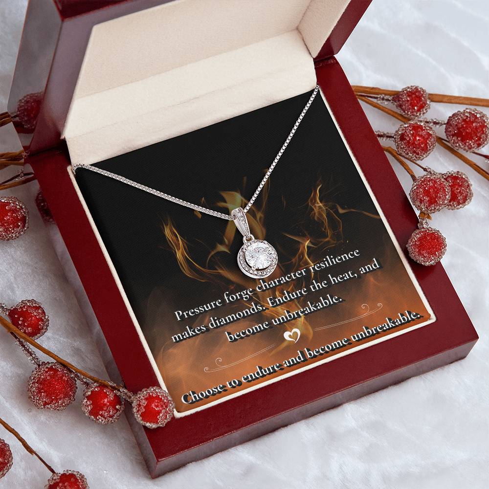 Endure and Become Unbreakable Necklace – Inspirational Diamond Pendant, Symbol of Resilience and Strength - Gift for Sister, Women, Friend.