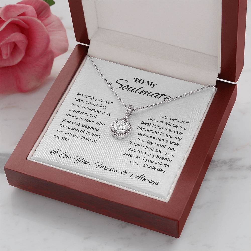 Gifts for Wife Romantic Necklace, Soulmate Gift for Wife, Birthday Gift Ideas for Wife from Husband, Message Card and Gift Box, Stainless Steel, Cubic Zirconia