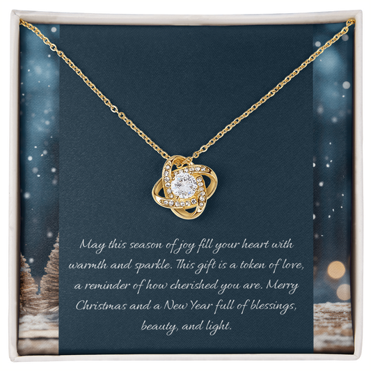 Christmas Love Knot Necklace - Elegant Holiday Gift with Sentimental Message, Perfect for Spreading Joy and Sparkle