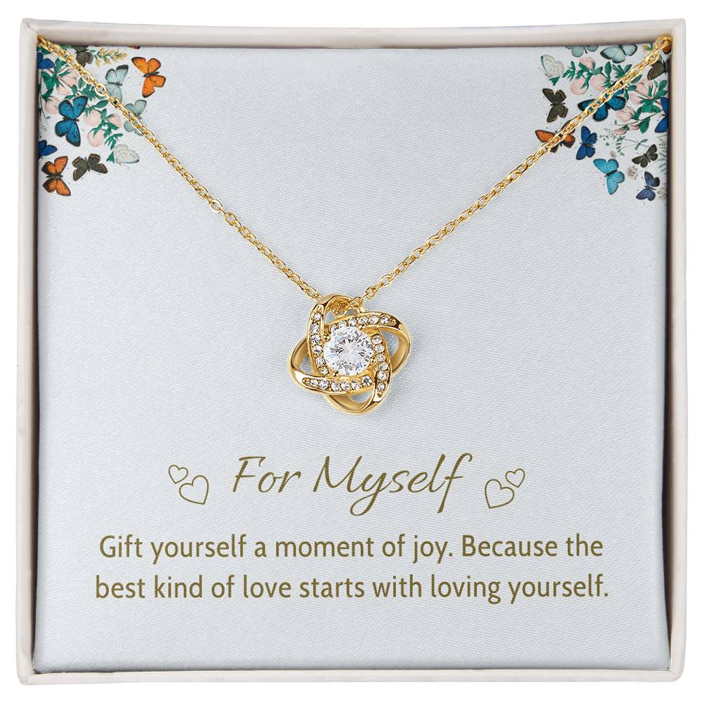 For Myself Necklace – Elegant Silver Knot Pendant, A Symbol of Self-Love and Joy