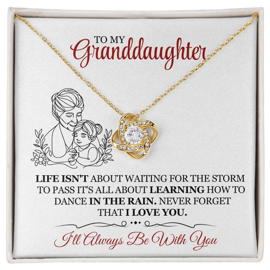 Granddaughter Necklace Gift, Inspirational Jewelry with Message Card, Love Knot Pendant for Granddaughter, Birthday or Graduation Gift, Gold-Plated Stainless Steel