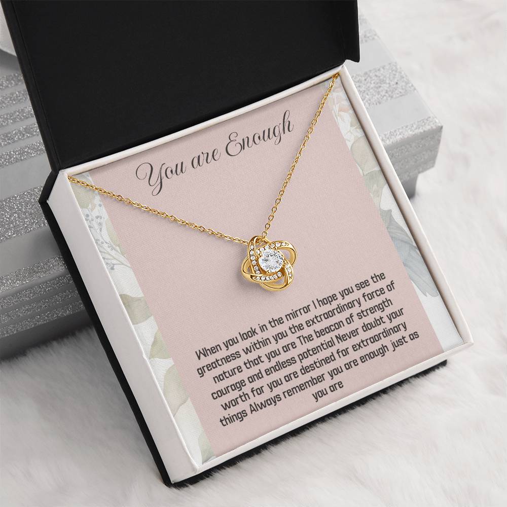 You Are Enough - Empowerment Necklace, Inspirational Silver Pendant, Positive Affirmation Jewelry, Motivational Gift for Her