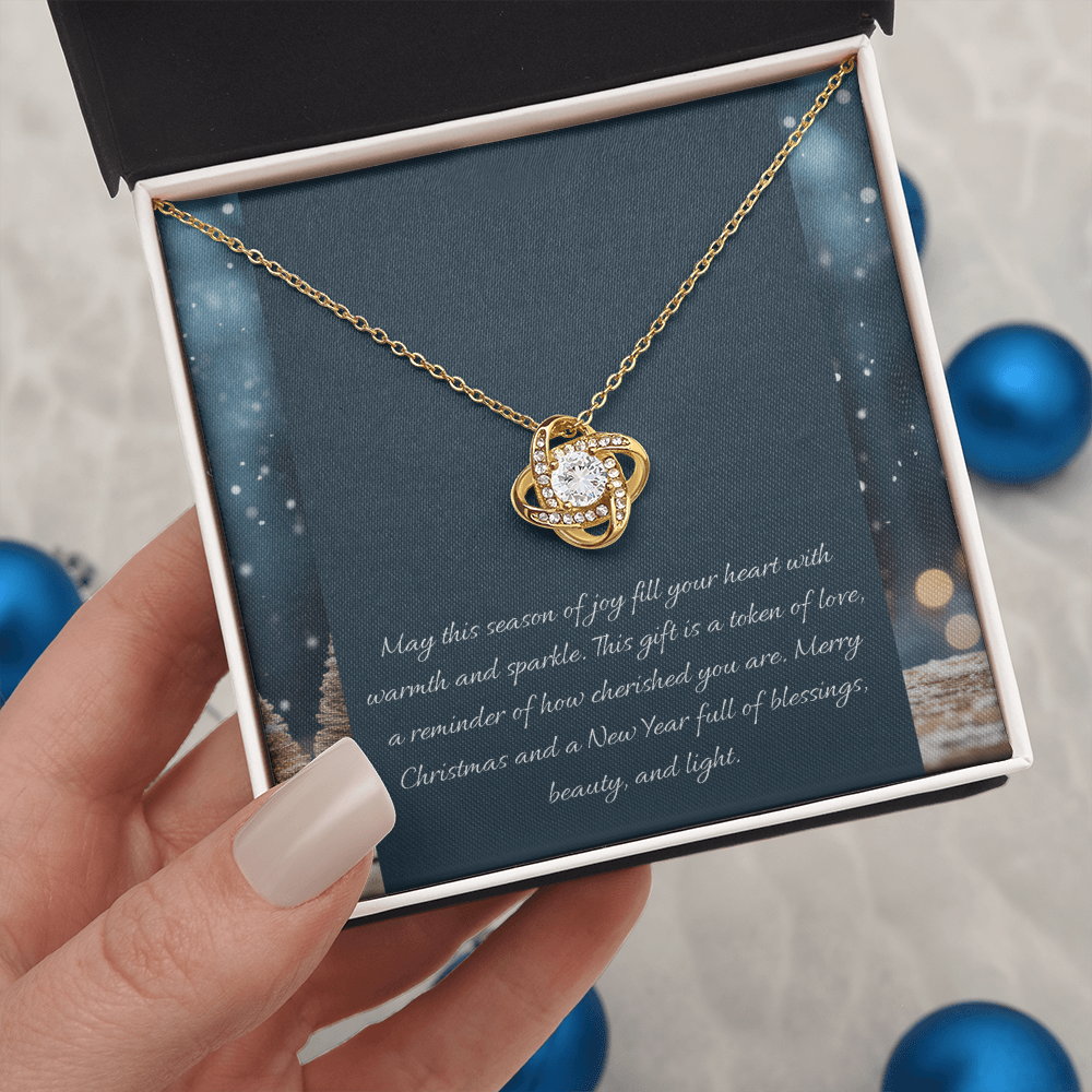 Christmas Love Knot Necklace - Elegant Holiday Gift with Sentimental Message, Perfect for Spreading Joy and Sparkle