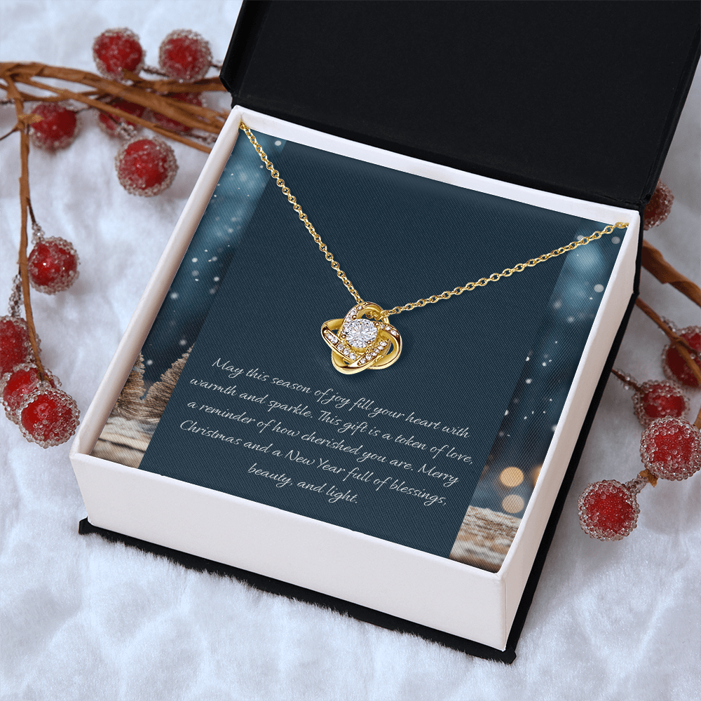 Christmas Love Knot Necklace - Elegant Holiday Gift with Sentimental Message, Perfect for Spreading Joy and Sparkle