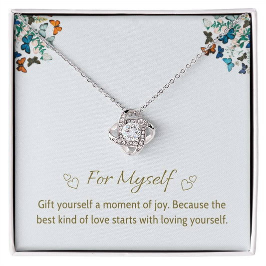 For Myself Necklace – Elegant Silver Knot Pendant, A Symbol of Self-Love and Joy