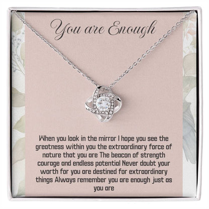 You Are Enough - Empowerment Necklace, Inspirational Silver Pendant, Positive Affirmation Jewelry, Motivational Gift for Her