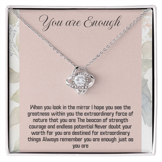 You Are Enough - Empowerment Necklace, Inspirational Silver Pendant, Positive Affirmation Jewelry, Motivational Gift for Her