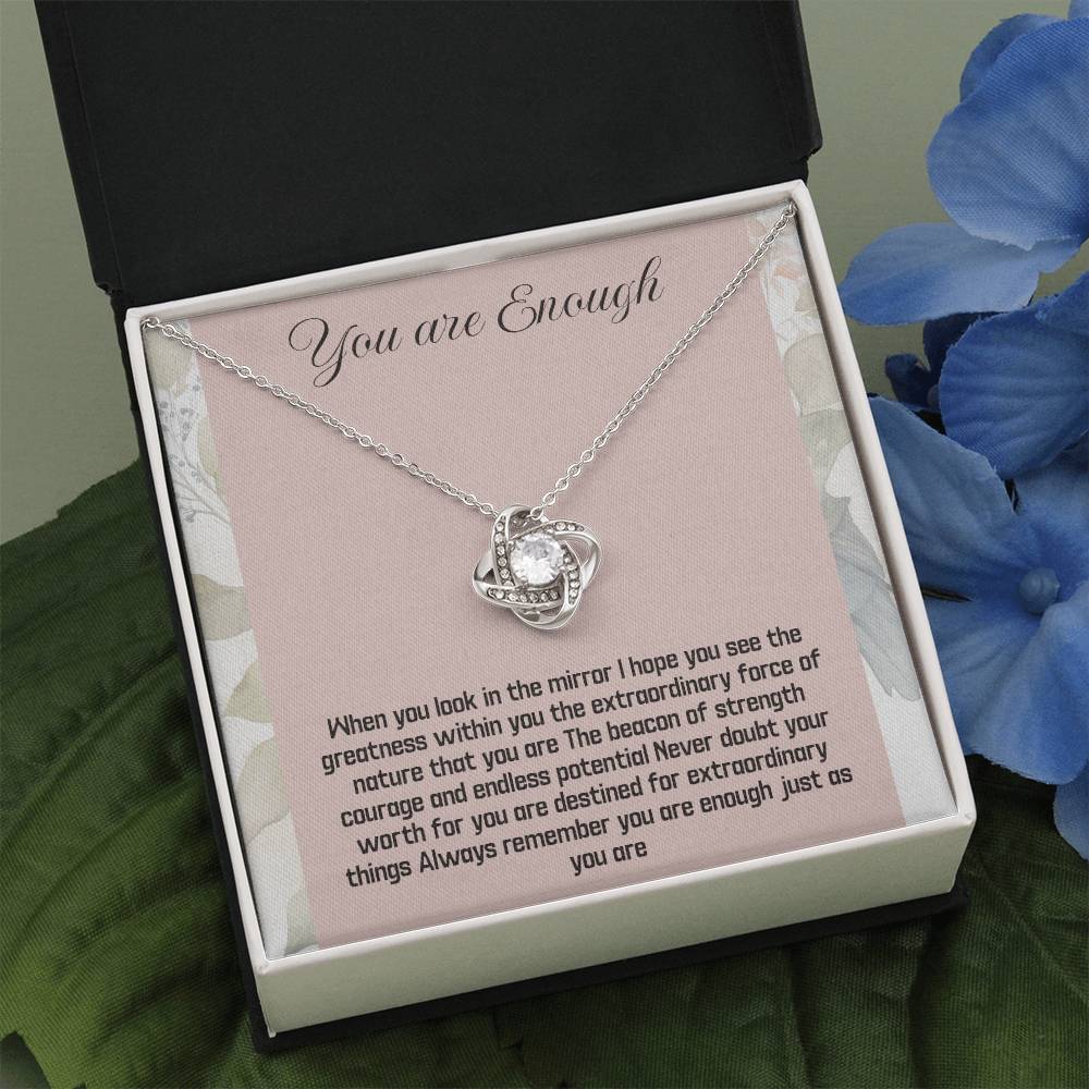 You Are Enough - Empowerment Necklace, Inspirational Silver Pendant, Positive Affirmation Jewelry, Motivational Gift for Her