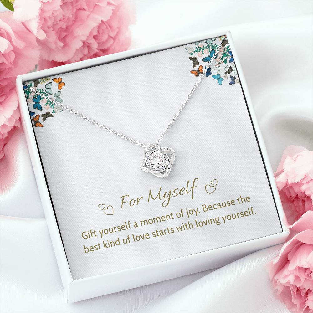 For Myself Necklace – Elegant Silver Knot Pendant, A Symbol of Self-Love and Joy