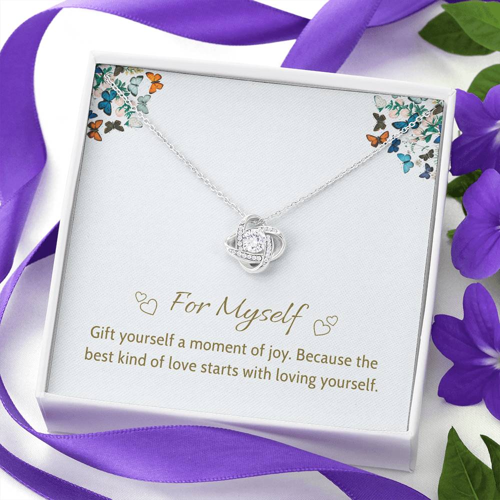 For Myself Necklace – Elegant Silver Knot Pendant, A Symbol of Self-Love and Joy