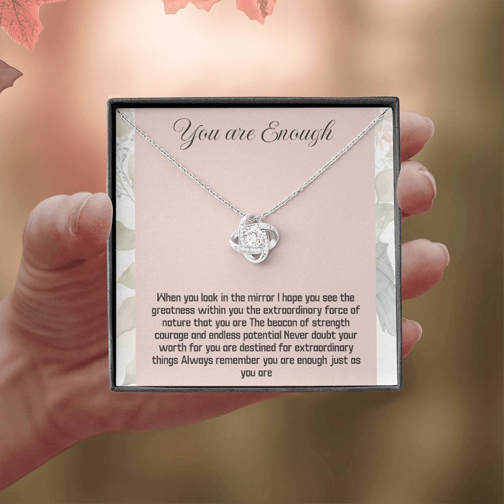 You Are Enough - Empowerment Necklace, Inspirational Silver Pendant, Positive Affirmation Jewelry, Motivational Gift for Her