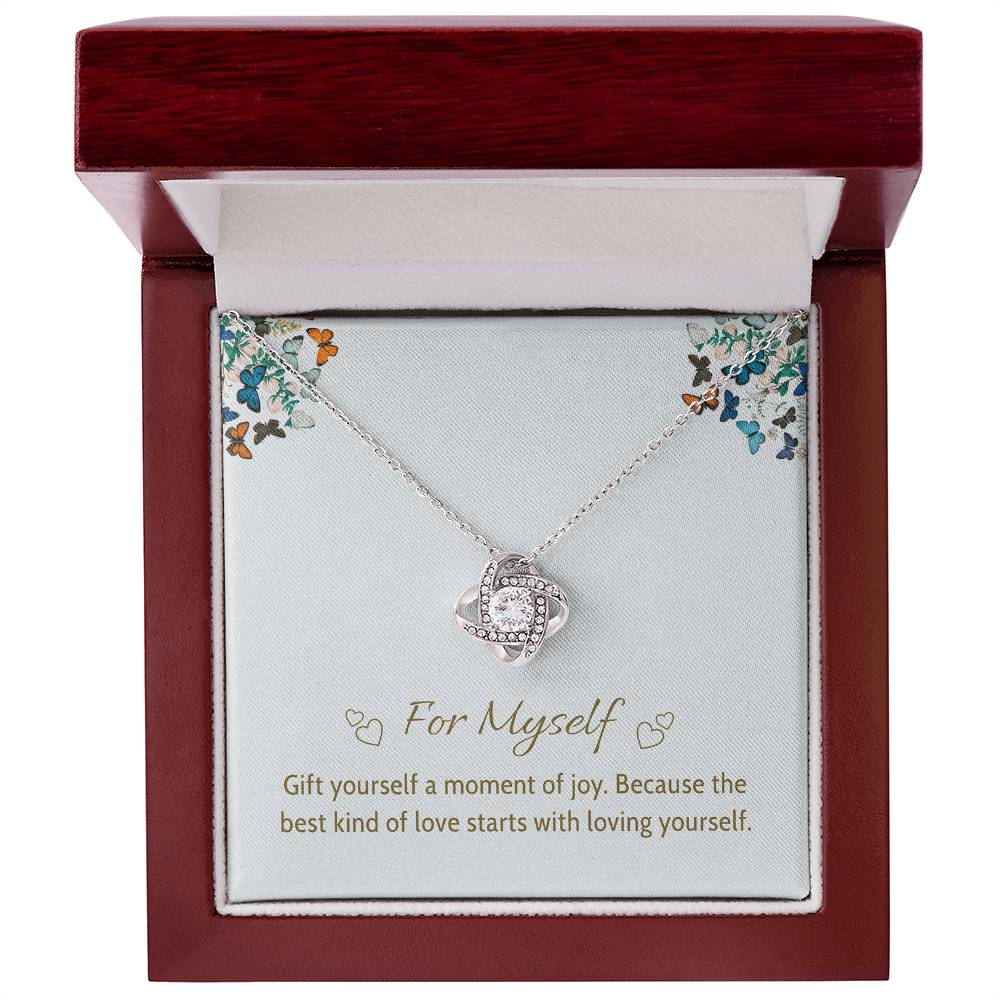 For Myself Necklace – Elegant Silver Knot Pendant, A Symbol of Self-Love and Joy