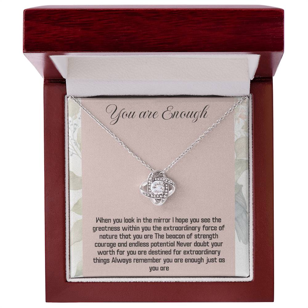 You Are Enough - Empowerment Necklace, Inspirational Silver Pendant, Positive Affirmation Jewelry, Motivational Gift for Her