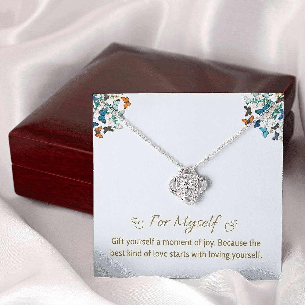 For Myself Necklace – Elegant Silver Knot Pendant, A Symbol of Self-Love and Joy