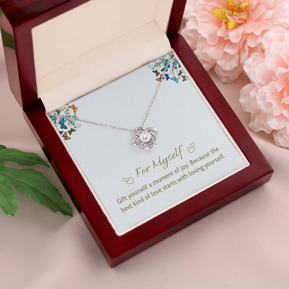 For Myself Necklace – Elegant Silver Knot Pendant, A Symbol of Self-Love and Joy