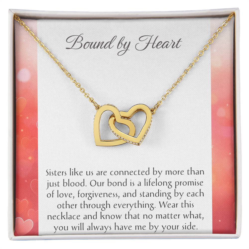 Sisterly Love Necklace Set: Rose Gold and Silver Hearts Birthday Celebration - Unique Jewelry Gift for Sister - Interlocking Hearts Pendant.