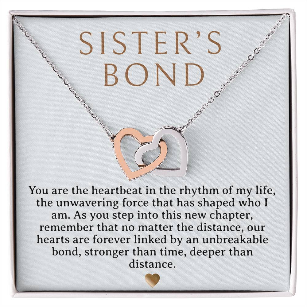 Sister's Bond Necklace - Two hearts - Rose gold & Silver