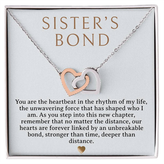 Sister's Bond Necklace - Two hearts - Rose gold & Silver