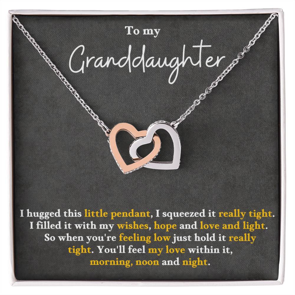 Granddaughter Necklace Gift, Heartfelt Pendant for Granddaughter, Inspirational Keepsake with Message Card, Interlocking Hearts,