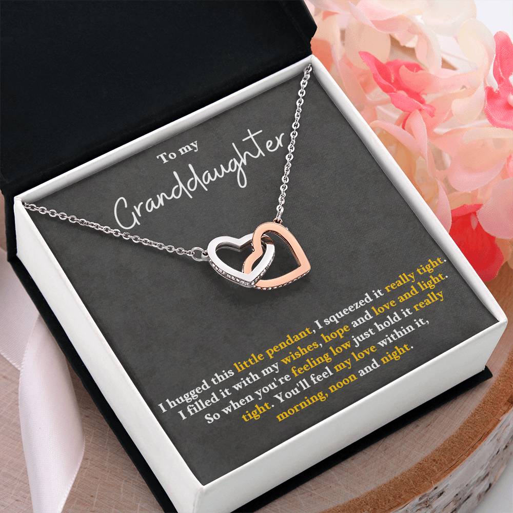 Granddaughter Necklace Gift, Heartfelt Pendant for Granddaughter, Inspirational Keepsake with Message Card, Interlocking Hearts,