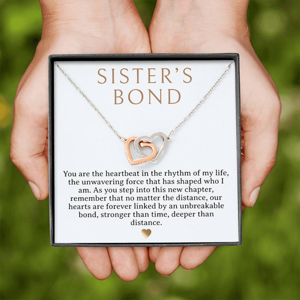 Sister's Bond Necklace - Two hearts - Rose gold & Silver