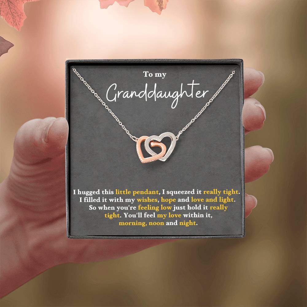 Granddaughter Necklace Gift, Heartfelt Pendant for Granddaughter, Inspirational Keepsake with Message Card, Interlocking Hearts,