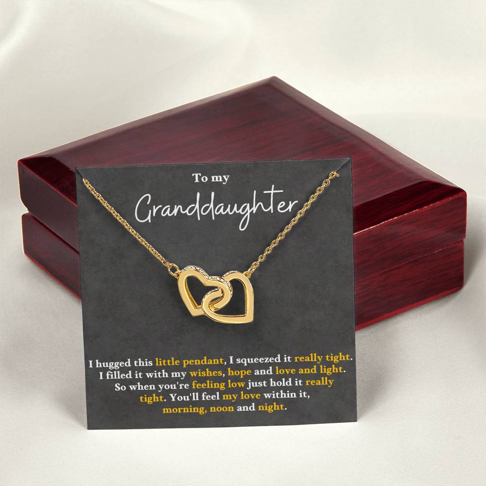 Granddaughter Necklace Gift, Heartfelt Pendant for Granddaughter, Inspirational Keepsake with Message Card, Interlocking Hearts,