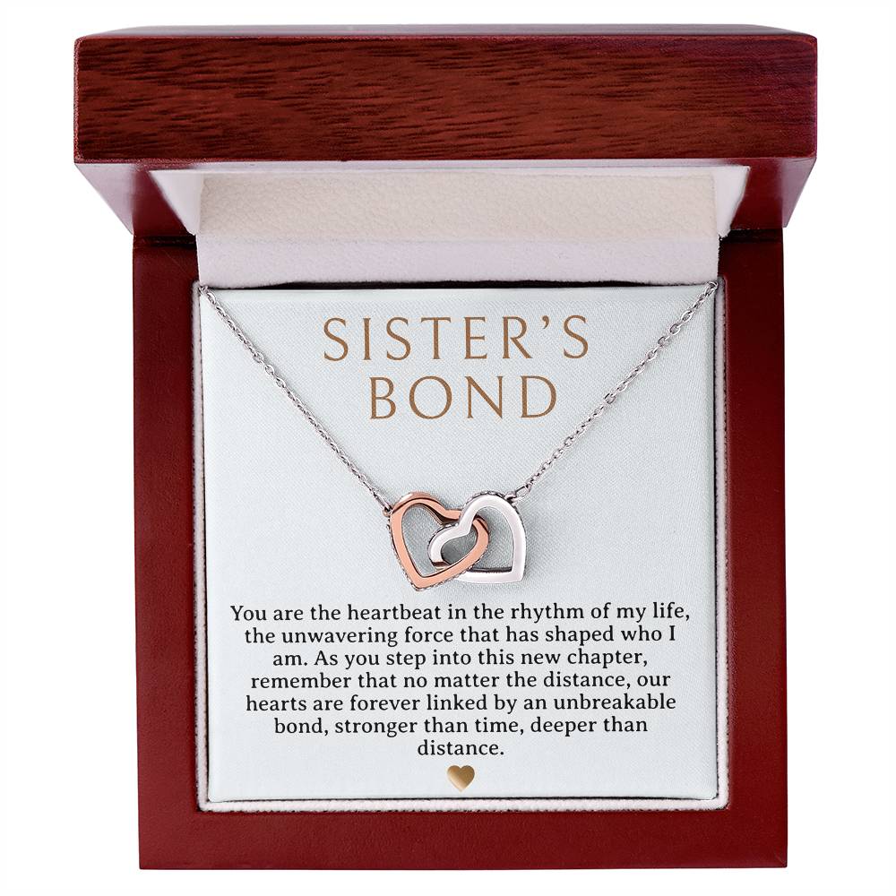 Sister's Bond Necklace - Two hearts - Rose gold & Silver