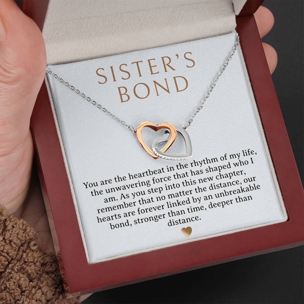 Sister's Bond Necklace - Two hearts - Rose gold & Silver