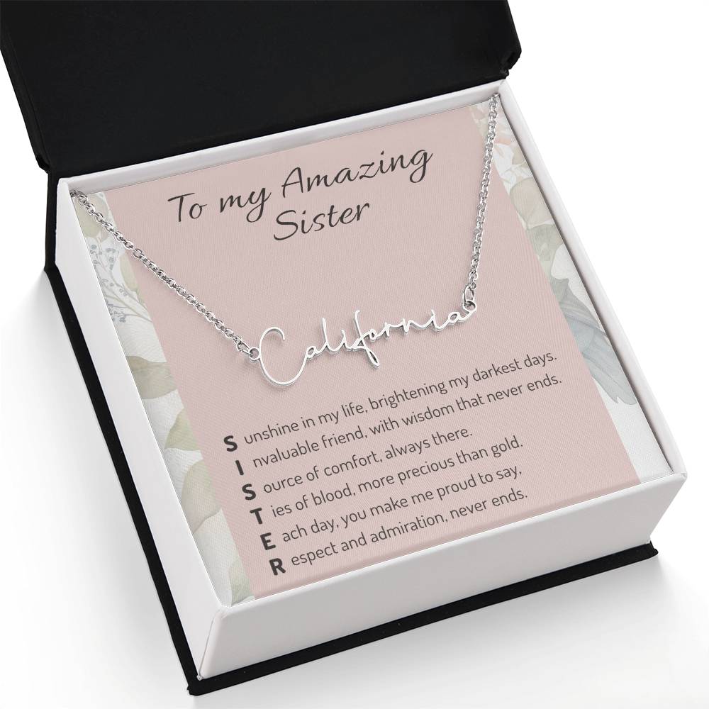 Personalized Sister Necklace - Custom Name Pendant