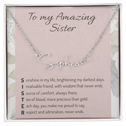 Personalized Sister Necklace - Custom Name Pendant