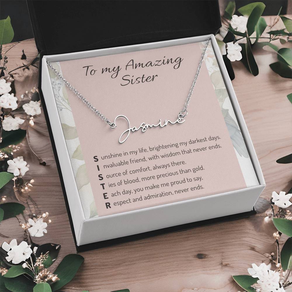 Personalized Sister Necklace - Custom Name Pendant