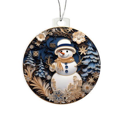 Whimsical Snowman Ornament - Christmas Tree Decoration