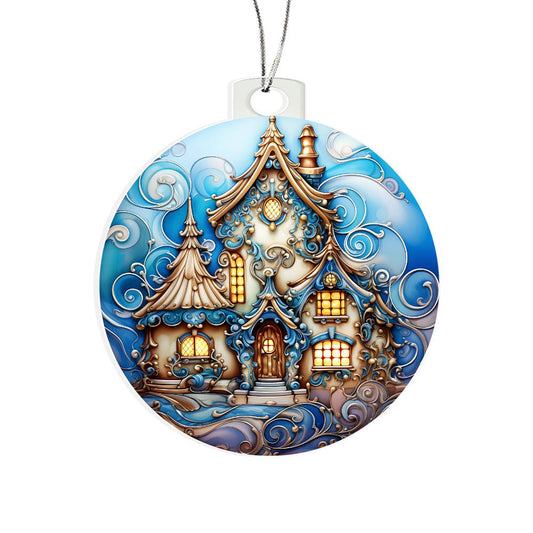 Enchanted Winter Cottage Ornament - Christmas Tree Decoration