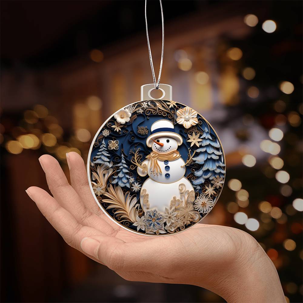 Whimsical Snowman Ornament - Christmas Tree Decoration