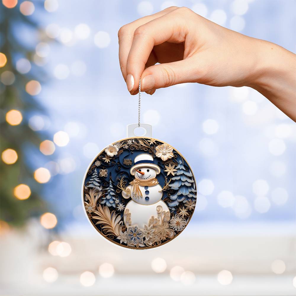 Whimsical Snowman Ornament - Christmas Tree Decoration