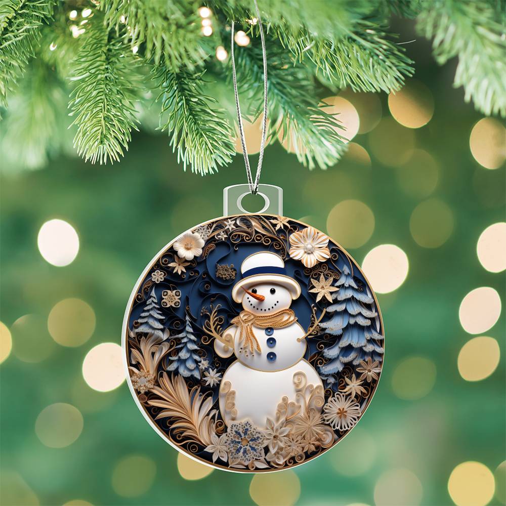 Whimsical Snowman Ornament - Christmas Tree Decoration