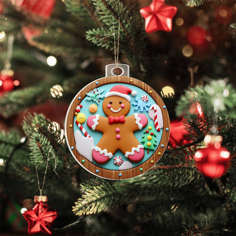 Gingerbread Man Christmas Ornament - Festive Holiday Decoration