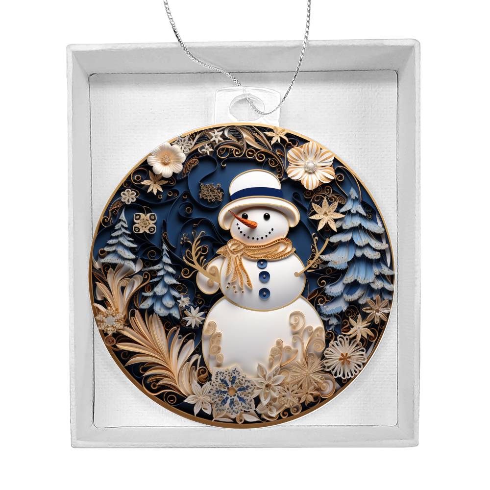 Whimsical Snowman Ornament - Christmas Tree Decoration